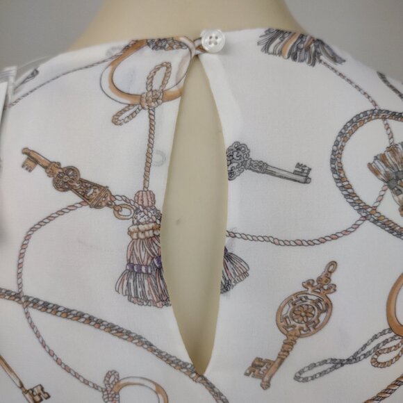 NWT WHBM White House Black Market white keys and rope layered blouse ladies XXSP - Picture 6 of 10